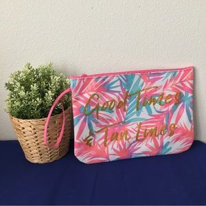 Tropical Leaf Print Travel Bag / Travel Pouch
